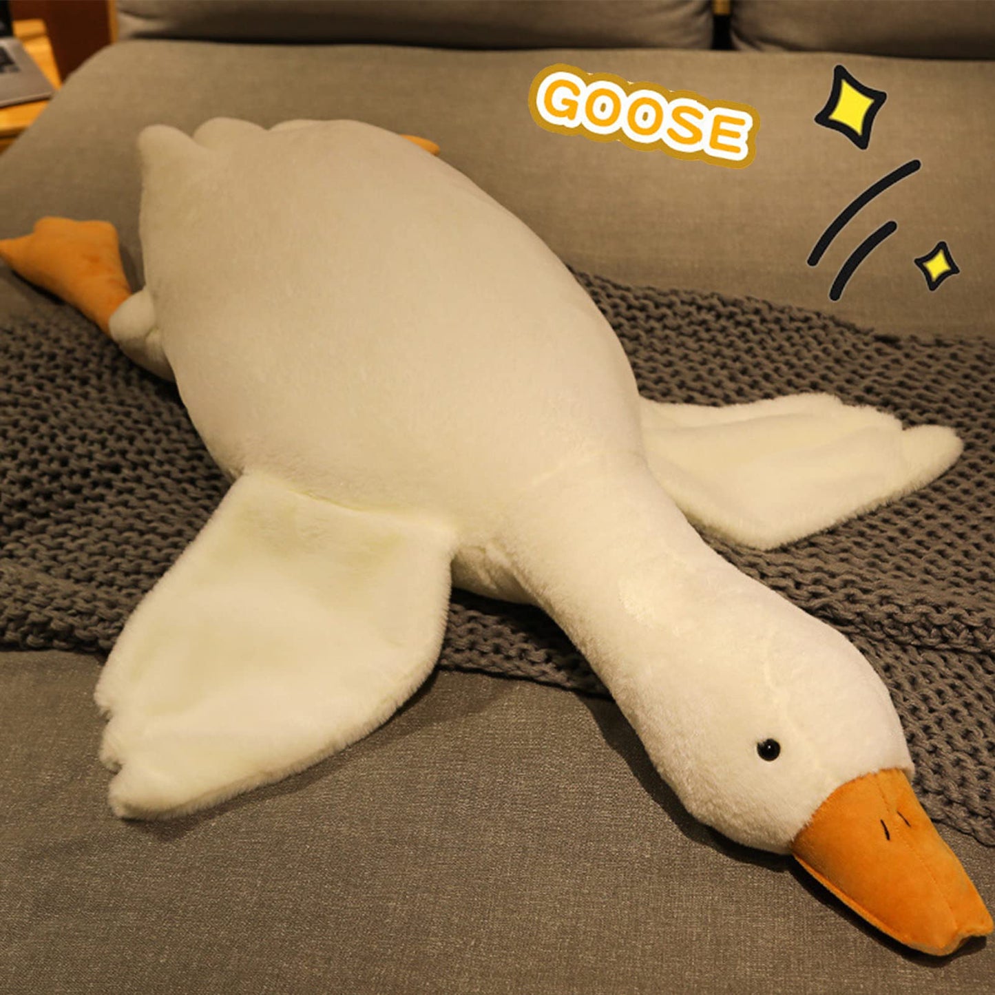 Tiiyee Goose plush toy, swan fabric plush Sweden Stuffed Toy Huge plush duck doll Soft plush toy Sleeping pillow cushion bed sofa floor toy birthday gift White 1.6M