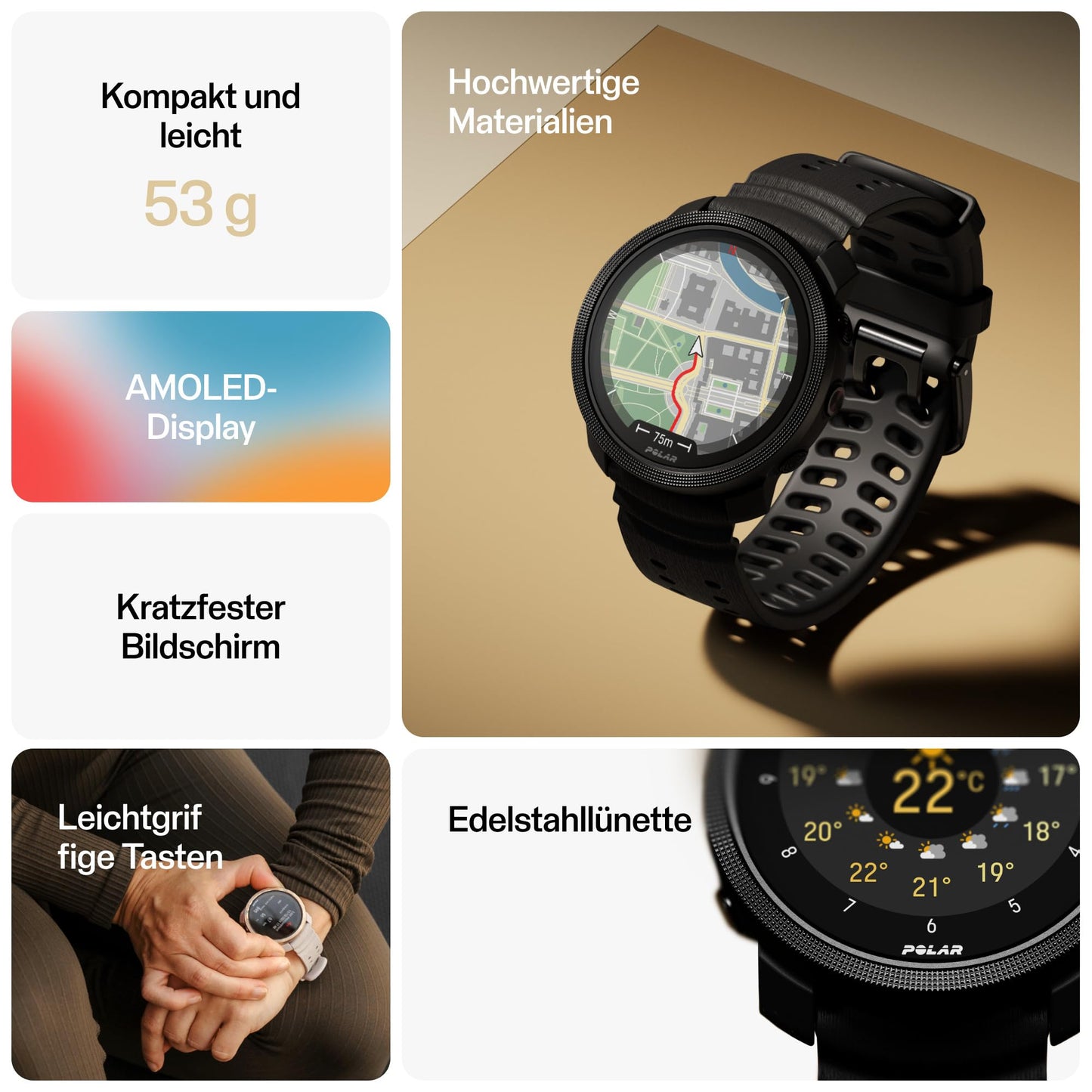 Polar Vantage M3 - Running watch with AMOLED screen, Dual-Frequency GPS, Turn-by-Turn Navigation, Battery life up to 7 days.