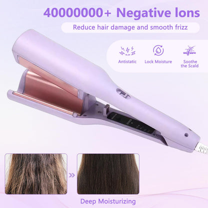 LIROPAU Curling Iron Large Waves, French Wave Curling Iron, 32mm for French Egg Rolls, Wave Iron rods with Adjustable Temperature 30S Swift Heating (Purple)