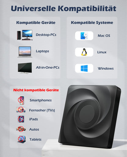 External Blu-ray drive with USB 3.0 and Type-C connectivity. Compatible with Windows, MacOS laptops, and desktops. Perfect for burning CDs/DVDs and playing Blu-ray movies.