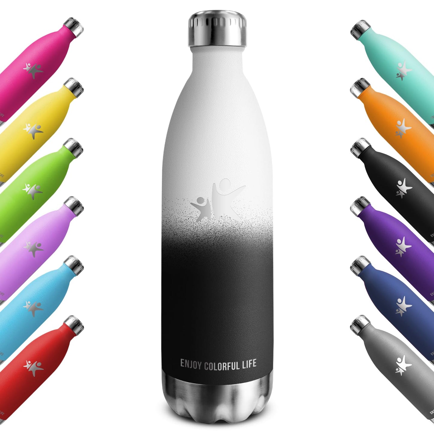 KollyKolla 1L thermos bottle, stainless steel water bottle suitable for carbonation, BPA-free thermos flask, vacuum insulated water bottle for fitness, school, outdoor, sports, gym.