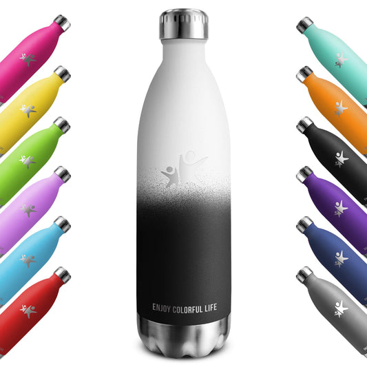 KollyKolla 1L thermos bottle, stainless steel water bottle suitable for carbonation, BPA-free thermos flask, vacuum insulated water bottle for fitness, school, outdoor, sports, gym.
