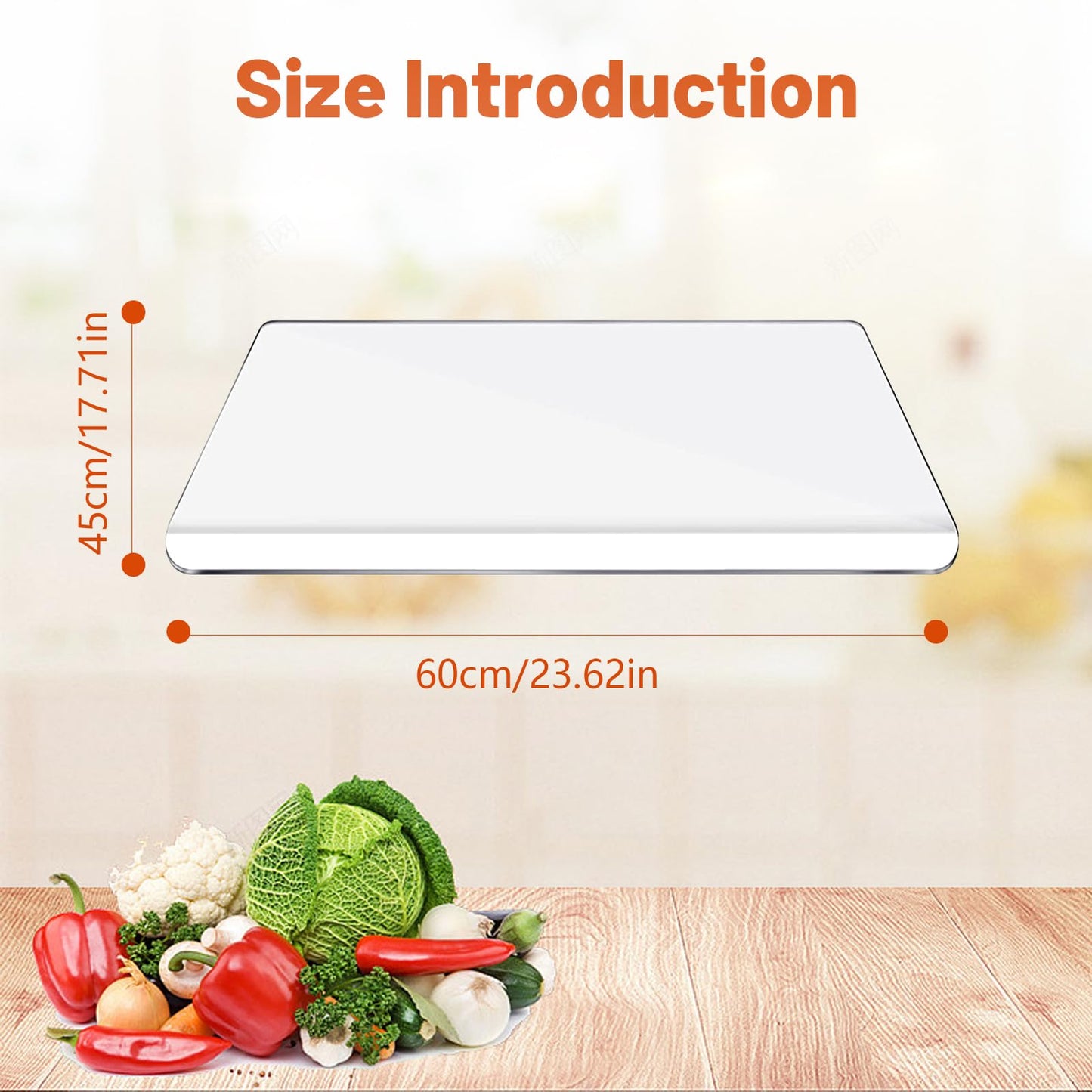 Acrylic cutting board with counter lip, non-slip transparent kitchen accessory, cutting mats (45*60cm)