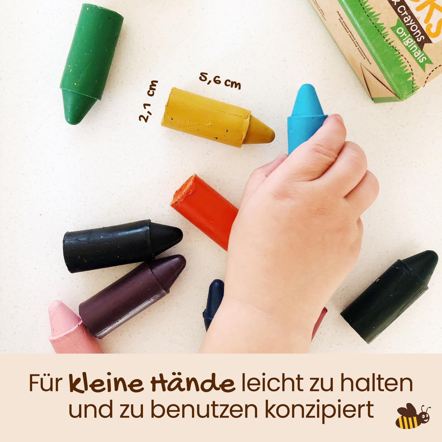 Honeysticks Beeswax Crayons (12 Pack) - Non-Toxic Baby Crayons made from Natural Beeswax, Crayons for Ages 1+, Easy-to-Grip Toddler Crayons, Environmentally Friendly and Child-Safe