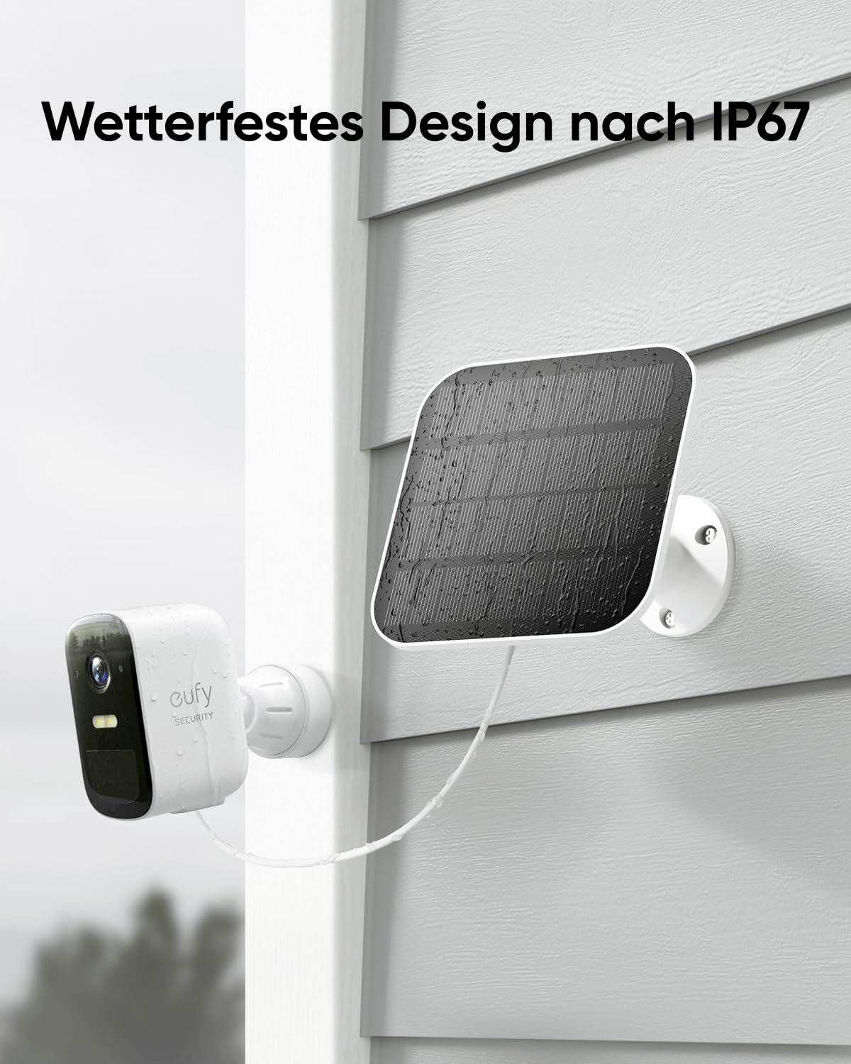 eufy Security eufyCam 2C 2-camera set, solar panel, outdoor surveillance camera, HomeKit compatible, 1080p HD, IP67 weatherproof, night vision, no monthly fees.