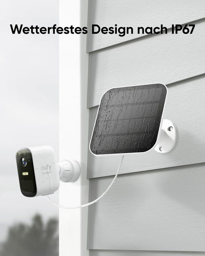 eufy Security eufyCam 2C 2-camera set, solar panel, outdoor surveillance camera, HomeKit compatible, 1080p HD, IP67 weatherproof, night vision, no monthly fees.
