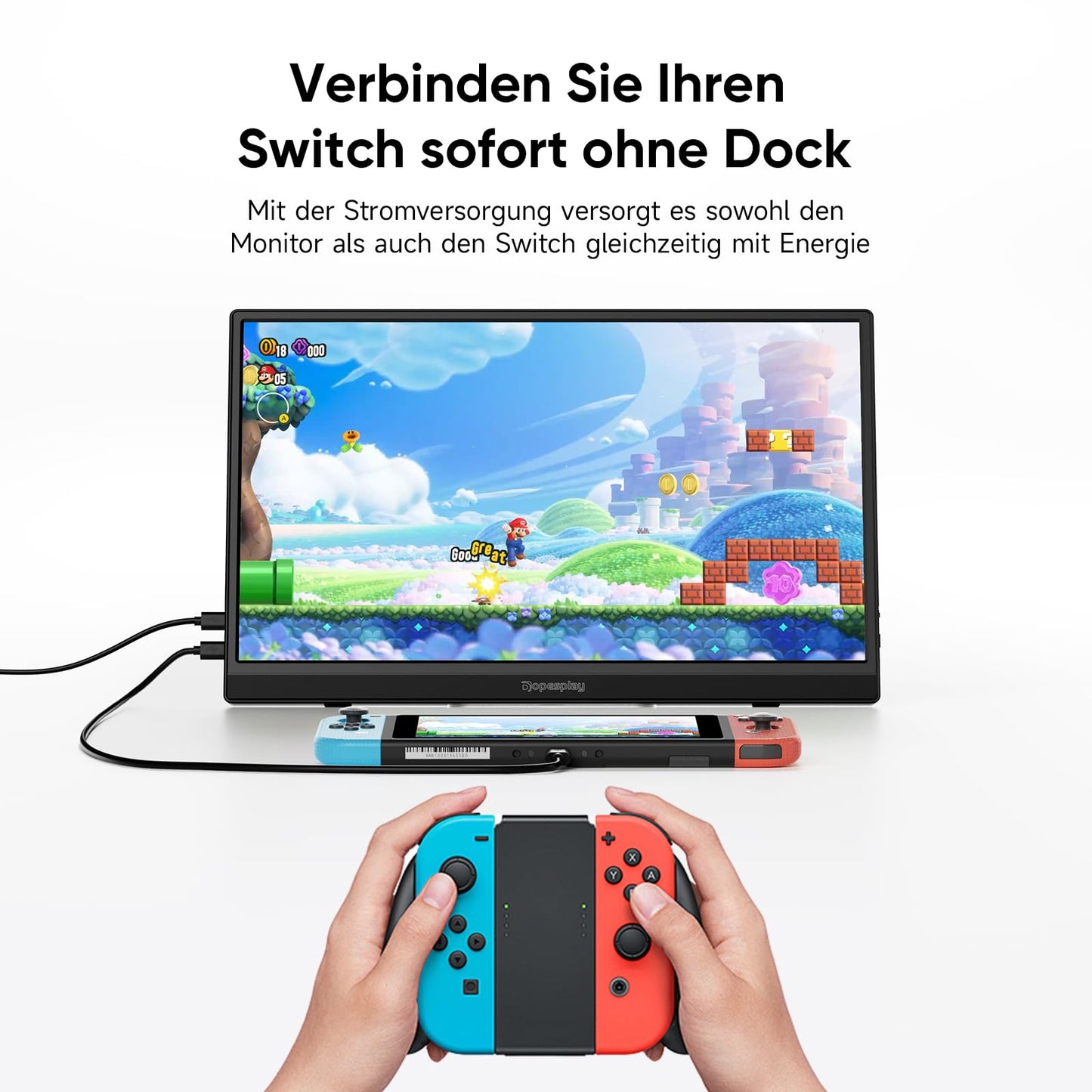 Dopesplay 2025 Latest Portable Monitor 15.6-inch, FHD 1080P IPS Ultra-slim, Mobile Monitor with Kickstand, USB Monitor for Laptop, PC, Mac, PS4/5, Xbox, and Switch.