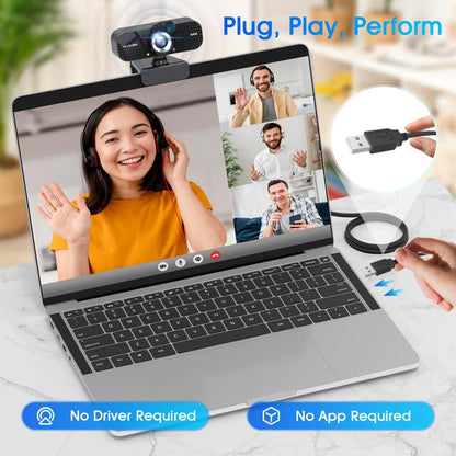 TRAUSI 1080P HD webcam with microphone, noise reduction, privacy cover, wide angle lens, auto light correction, plug & play USB webcam for laptop, desktop, PC, Mac, Zoom, Skype, streaming, black.