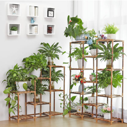 VIEWALL wooden plant shelf flower stand multifunctional creative wooden flower ladder decoration plant stand for indoor outdoor balcony living room office garden 7 tiers