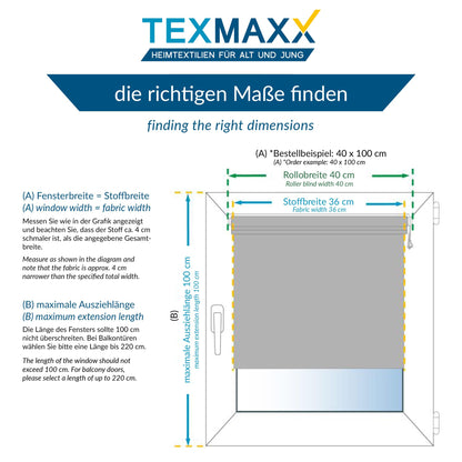 TEXMAXX® Double roller blind clamp fix without drilling - 115 x 150cm (fabric width 111 cm) in linen look / roller blinds for windows without drilling / window blind inside without drilling / double roller blind without drilling including accessories