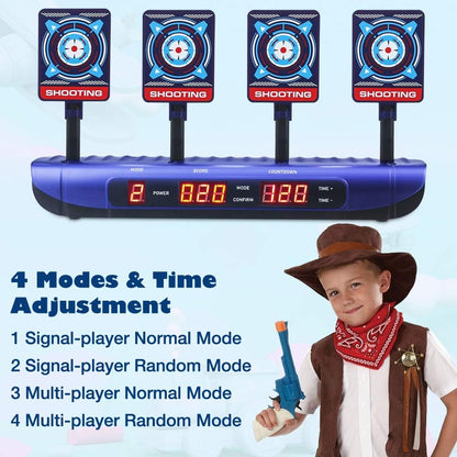Dreamy Cubby Target for Nerf Gun, Foam Blaster Sets, 4 Game Modes & 4 Targets Electronic Scoring Automatic Reset Digital Toy for 6 7 8 9 10 Year Old Kids Easter Gift