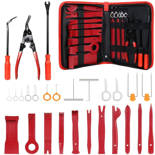 flintronic 27-Piece Trim Removal Tool Kit for Car, Interior Panel Removal, Various Types Included, with Accessories, Fastener Clips Removal Repair Tools.