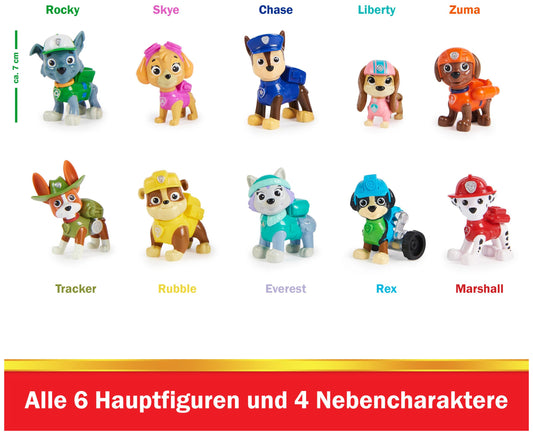 PAW Patrol, Action Pack Pups Figure Gift Set with 10 dog figures to collect, toy figures, for ages 3 and up.