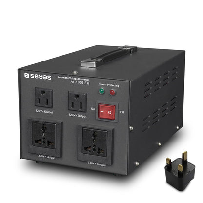 SEYAS 1000W Voltage Converter USA Voltage Converter 220V to 110V Transformer Automatically Step Up & Step Down with U.S. Patent (1000W)