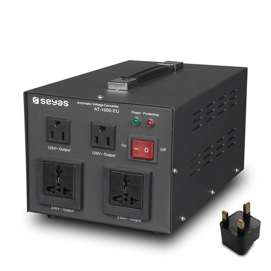 SEYAS 1000W Voltage Converter USA Voltage Converter 220V to 110V Transformer Automatically Step Up & Step Down with U.S. Patent (1000W)