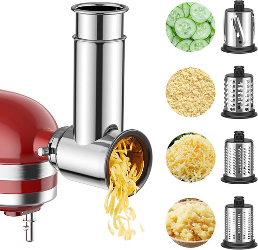 COFUN Stainless Steel Vegetable Slicer Attachment for KitchenAid, Stainless Steel Grater Attachment for KitchenAid Salad Maker, Slicer Shredder Attachment with Vegetable Cutter, Slicer, Grinder, Cheese Grater for KitchenAid