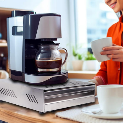 EFUTURETIME knock box for espresso machine coffee, made of stainless steel with removable noise-absorbing rod. Dimensions: 350 x 250 x 100mm, color: silver.