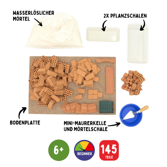 Teifoc 9010 Stone Construction Set - Garden, DIY kit with 145 pieces, perfect for succulents, craft set with mini bricks for building, model building for kids 6+ and adults