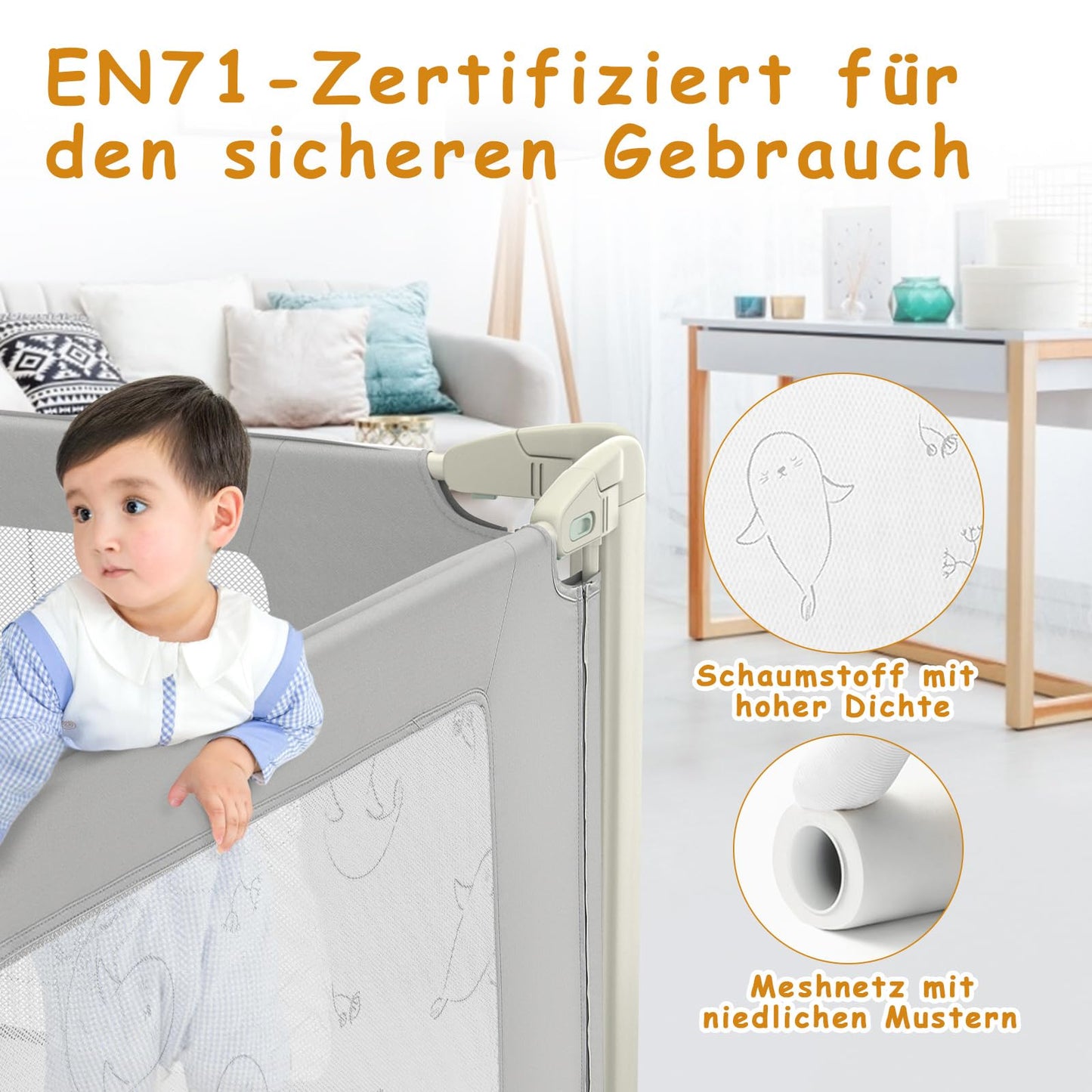 COSTWAY bed rail adjustable in height, bed guardrail with connecting accessories, baby bed rail, children's bed rail, fall protection for double, queen, and king-size bed (200cm)