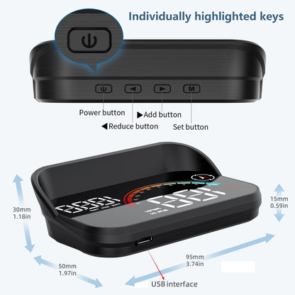 AMHVMU M22 Head Up Display Car - GPS Speedometer Car with Digital Display (Speed km/h, Time), Universal for All Vehicles