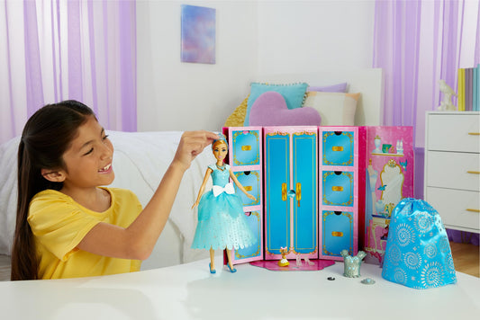 Disney Princess toy, Cinderella fashion doll with friend figure and 12 secret fashion and accessory pieces, inspired by the Disney movie, gifts for kids.