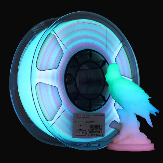 eSUN PLA Glow in the Dark 3D Printer Filament, Glow in the Dark Rainbow Filament 1.75mm, 1kg spool (2.2 LBS) 3D Printing Filament for 3D Printers, Glow in the Dark Rainbow Multicolor.