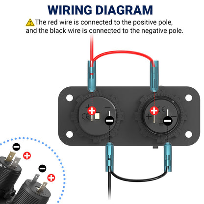 Cigarette Lighter Socket 12V USB Flush Mount Socket: Qidoe Aluminum Alloy 20W PD3.0 Car USB Outlet Waterproof Voltage Monitor 12V Socket 300W 24V Socket QC3.0 for Car Boat RVs