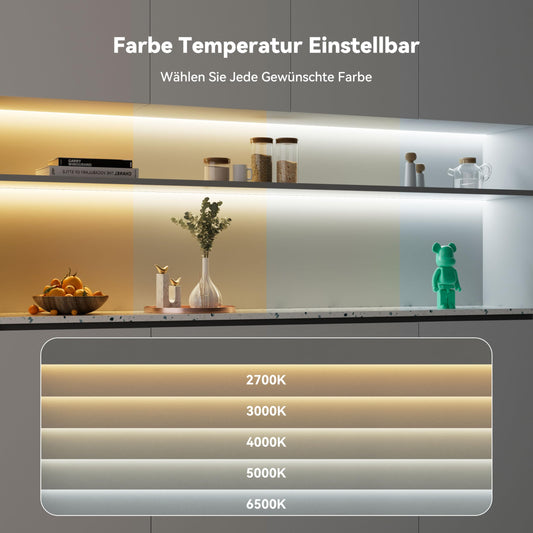 PAUTIX COB LED strip CCT warm white cool white, 10M dimmable 2700K-6500K with smart app control 6400 LEDs 24V LED strip light set with power supply, CRI93+ super bright for kitchen TV DIY lighting.