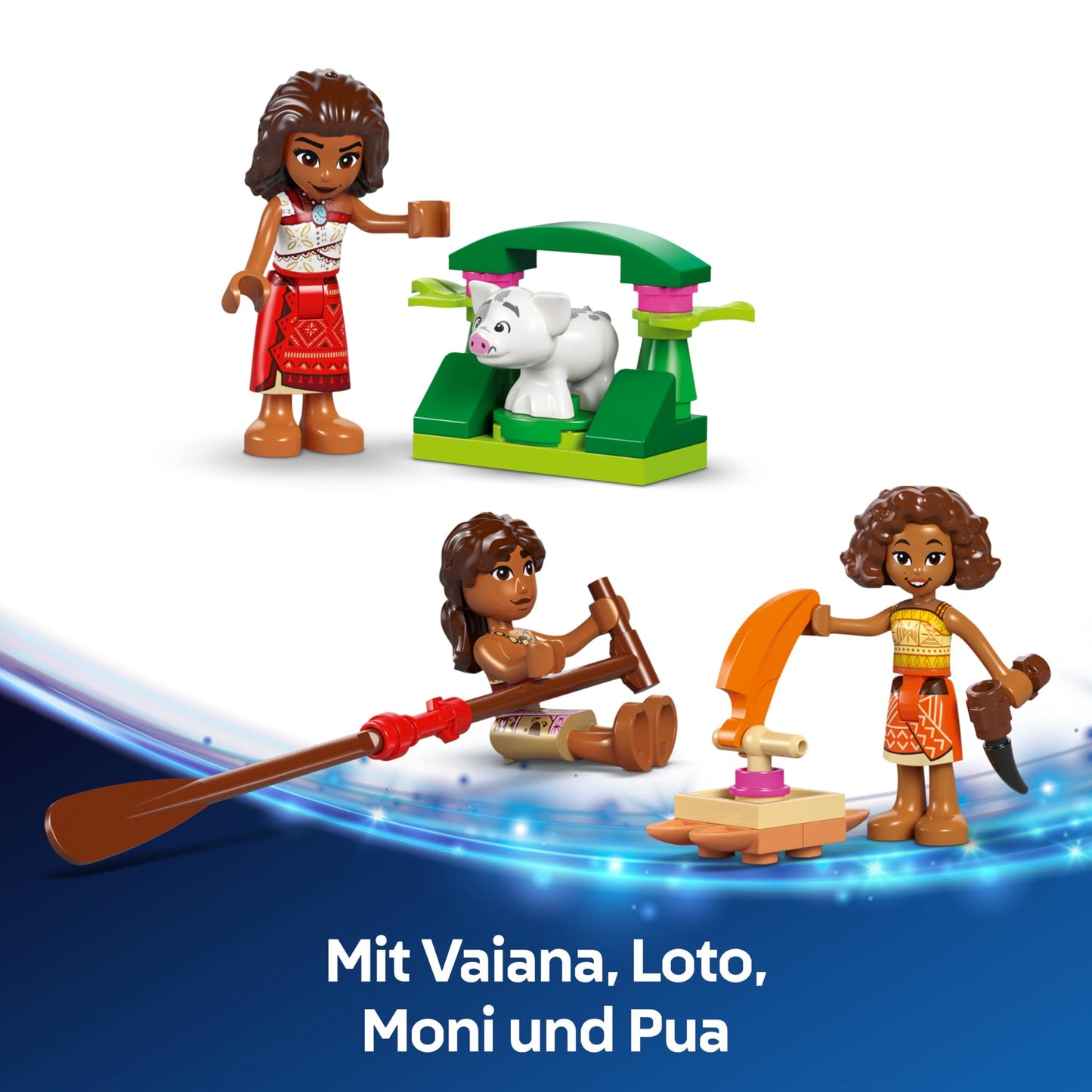 LEGO | Disney Moana 2: Moana's Adventure Raft - Toy boat with fabric sail, removable deck, campfire & 3 minifigures, including Loto and Moni – Gift for girls aged 6+ & fans – 43270