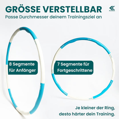 KIANA SPORTS® Hula Hoop Hoop Adult [1.2 & 1.5 kg] - with bag & workout plan - fitness hoop for weight loss - gymnastics hoop with waves - developed in Germany