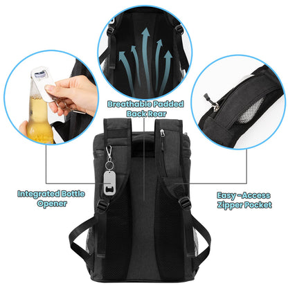 PENGDA Cooler Backpack Large - 30L Cooler Backpack Insulated Picnic Bag Waterproof Ultralight Picnic Backpack Men Women Cooler Bag for Camping, BBQ, Hiking, Picnic (Black)