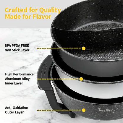 Food Party Electric Hot Pot 6L Electric Cooker 220V 1200W Double-Sided Electric Wok with Lid Chinese Hot Pot Fondue