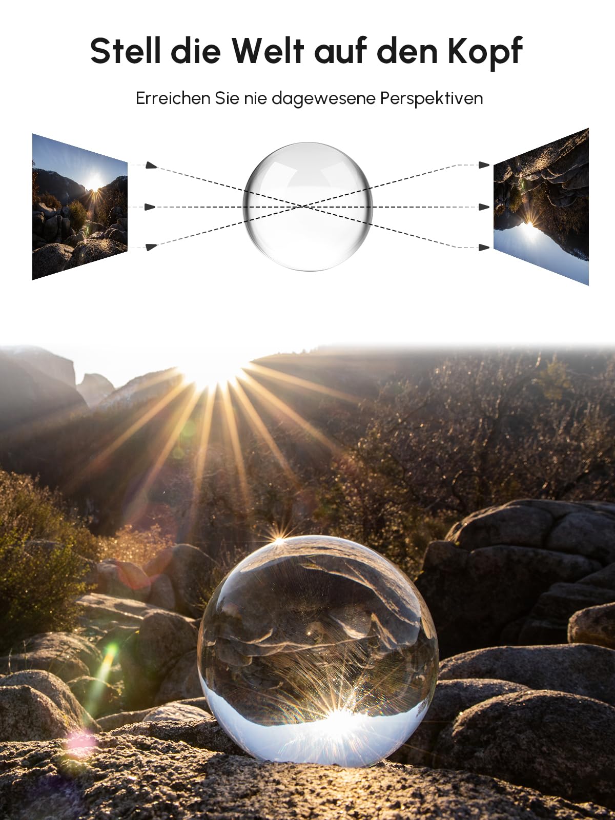 Rollei Lensball 110mm | Glass orb | Crystal ball | Photo sphere with storage bag & microfiber cleaning cloth for glass ball photography.
