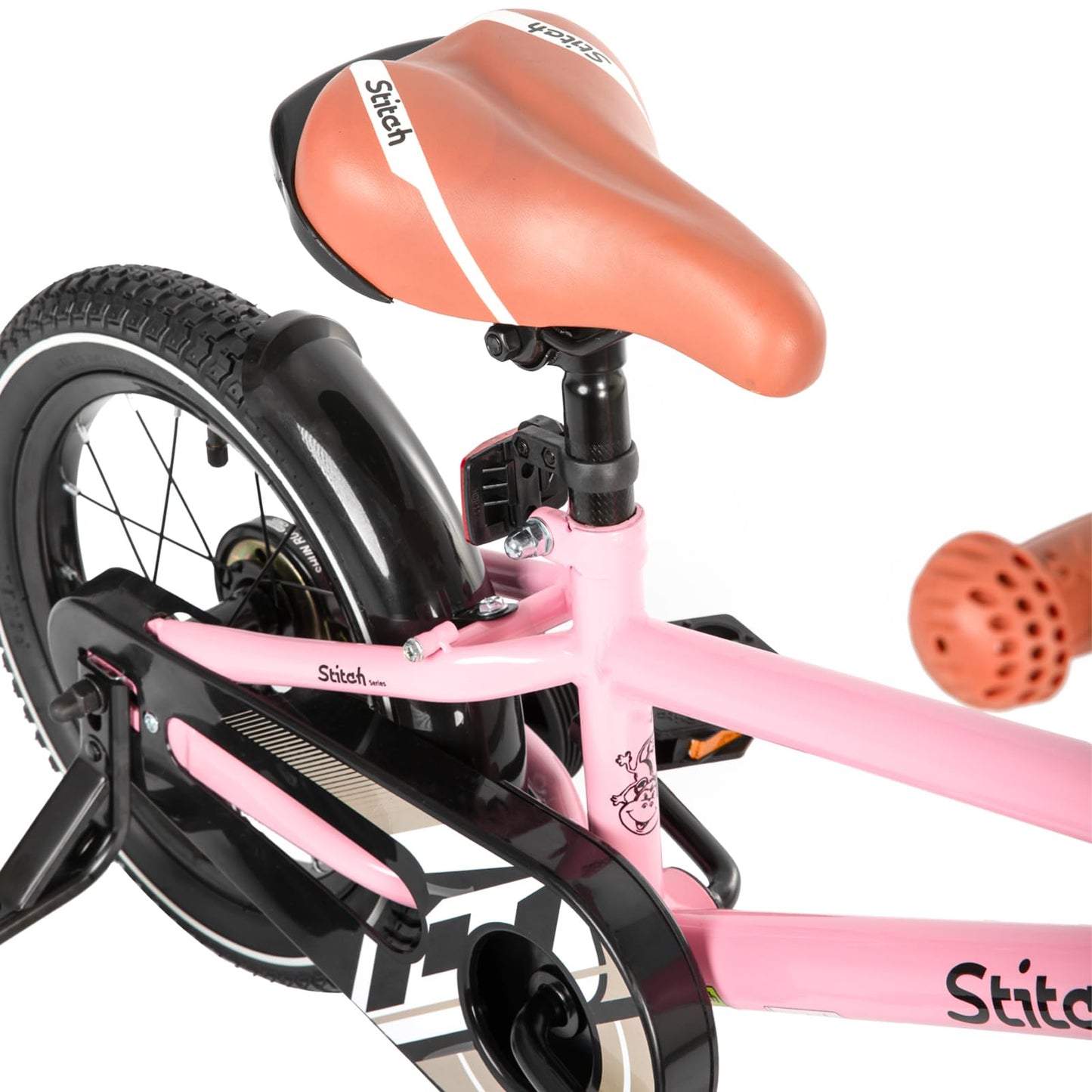 The STITCH 16-inch children's bike for 5-7 year old boys, 16-inch bike for boys with training wheels, Pink.