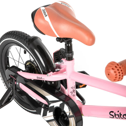The STITCH 16-inch children's bike for 5-7 year old boys, 16-inch bike for boys with training wheels, Pink.
