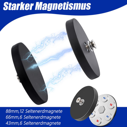 88MM threaded magnet, neodymium magnets with M8 threaded bolt anti-slip, 45kg rubber-coated neodymium magnets extra strong, magnet for attaching rubber-coated magnets for vehicles lamps instruments devices