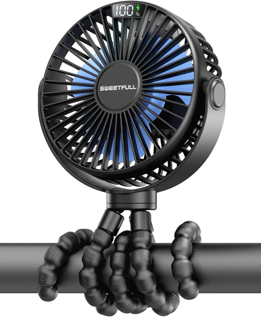 SWEETFULL mini fan stroller fan quiet handheld fan 4000mAh battery desk fan usb small portable fan travel office camping car 360 degree rotation