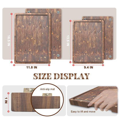 COCOBOSS Cutting Board Wood Large 42x30x2.5cm, Wooden Cutting Board, Kitchen Board, made of Acacia Wood PREMIUM for Kitchen, Kitchen Wood Board, Non-slip Feet XXL