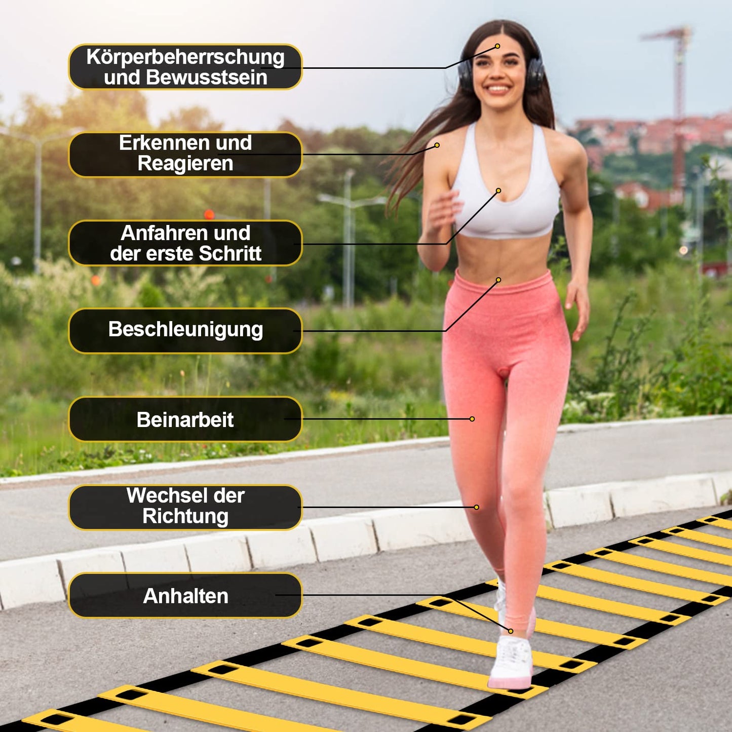 Vigevee Speed & Agility Training Set includes 1 Agility ladder, 6 adjustable hurdles, 12 cones, storage bag. Essential training equipment for all sports.