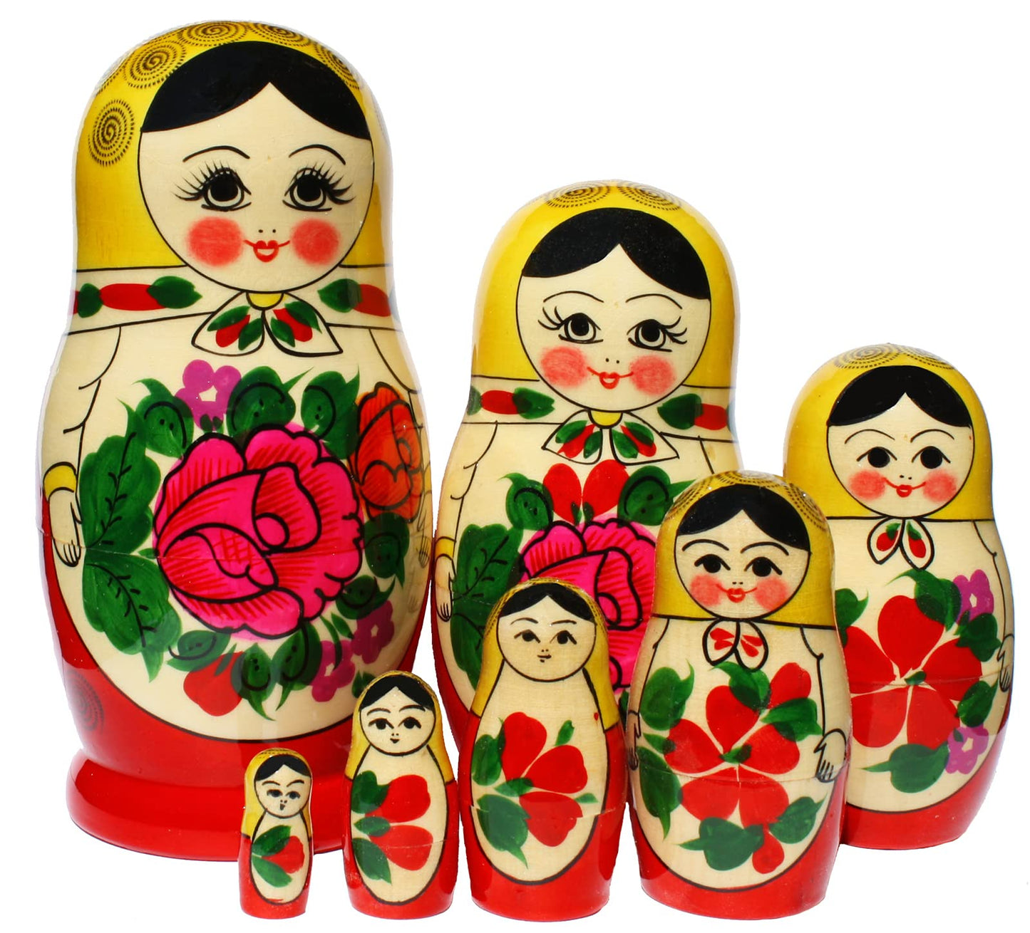 Semenovskaya painting Matryoshka dolls Babushka Russian Matryoshka original nesting doll wooden doll collector's items yellow scarf 7 dolls 16cm