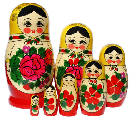Semenovskaya painting Matryoshka dolls Babushka Russian Matryoshka original nesting doll wooden doll collector's items yellow scarf 7 dolls 16cm