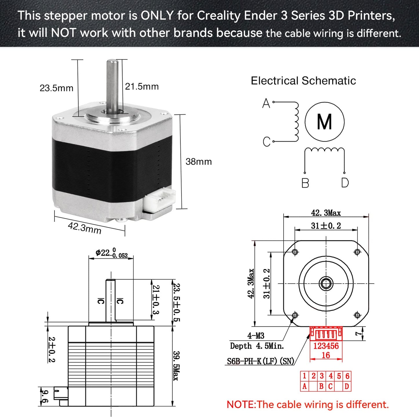 Redrex Dual Gear Ender 3 extruder with Nema 17 stepper motor upgrade kit ONLY for Creality Ender 3 V2, Ender 3 Pro, Ender 3 Neo Series, Ender 5 Series, Ender 7, CR6 SE, CR10 3D printers. TPU supported.
