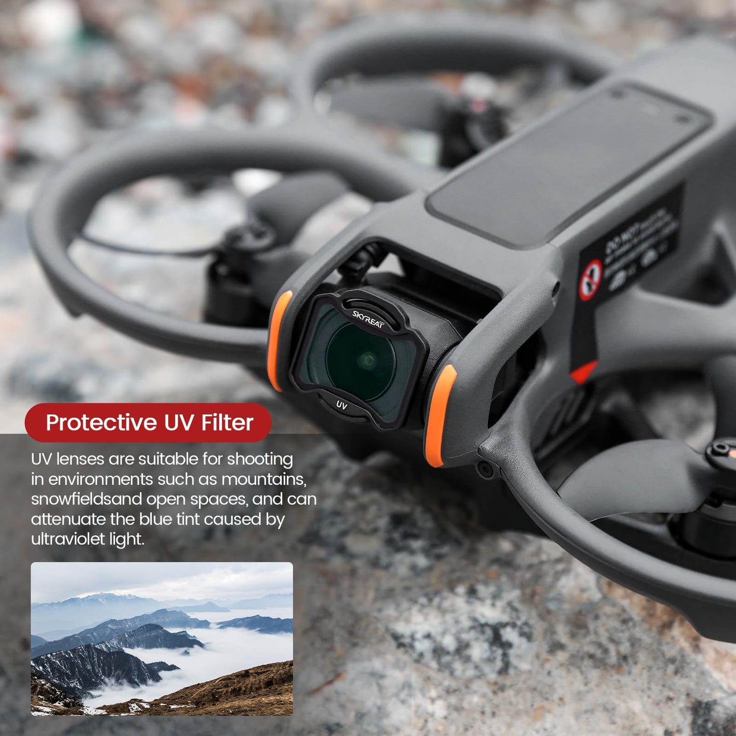 Skyreat Avata 2 ND Filter Set includes 5 filters: UV, ND8, ND16, ND32, ND64. Compatible with DJI Avata 2 Drone. Great accessory for your camera lens.