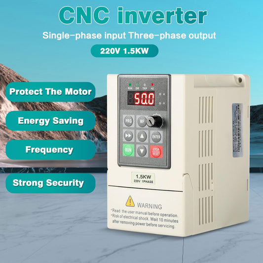 Ailao Frequency Converter 230V VFD Motor Speed Controller 1 Phase Input 3 Phase Output Frequency Converter CNC Converter 1.5KW with 2M Extension Cable.