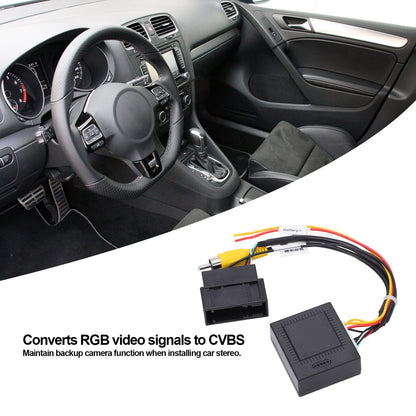 Reverse camera converter, 12V 5W RGB to AV decoder box adapter for automotive use.