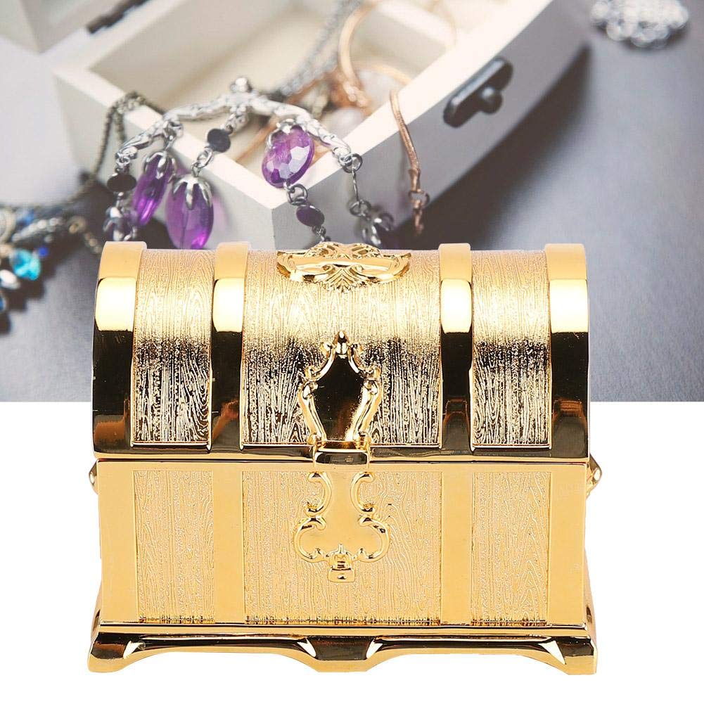 Betued jewelry box, treasure chest in European style and gold, pirate-style jewelry box, decorative jewelry box, classic jewelry storage box.