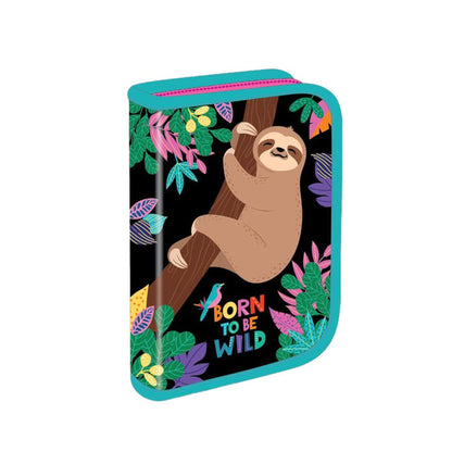 Goldkids school bag school bag set Born to be wild backpack pencil case shoe bag water bottle lunch box rain cover sloth design 6 pieces