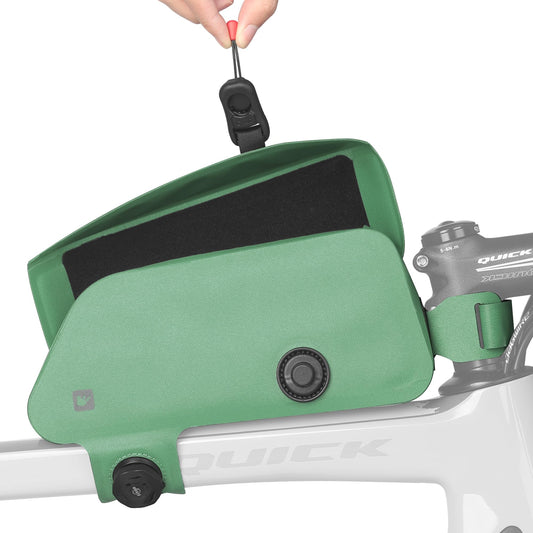 Rhinowalk bike frame bag with magnetic closure, waterproof tube bag, front bag, top tube bags, handlebar bag, bike accessory (green)