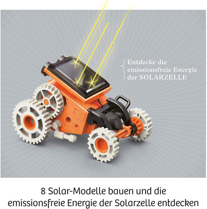 KOSMOS 620677 Solar Bots, Build 8 solar models, robot kit with solar-powered motor, solar cell with motor, experiment kit for children aged 8-12 years.