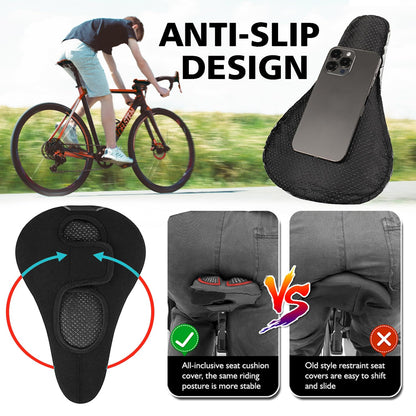 auvstar Bike Seat Cover, Bicycle Saddle Cushion, Ergonomic Gel Bike Saddle Cover for Women/Men, Seat Cover with Rain Protection, Bike Gel Cover Seat Cushion Saddle Protection Soft (Red)